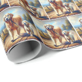 Golden Retrievers für einen Spaziergang Geschenkpapier (Rolleneckpunkt)