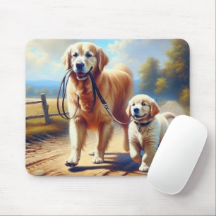 Golden Retrievers für einen Spaziergang Mousepad