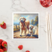 Golden Retrievers für einen Spaziergang Serviette (Beispiel)