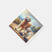 Golden Retrievers für einen Spaziergang Serviette (Ecke)