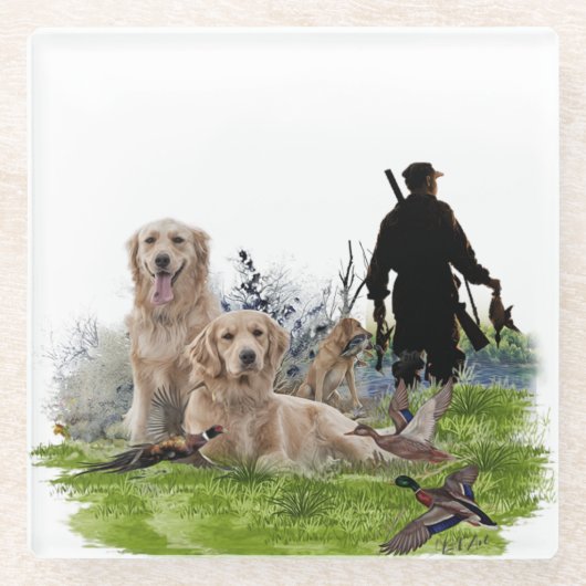 Golden Retrievers - Hervorragende Jagdhunde Glasuntersetzer (Vorderseite)