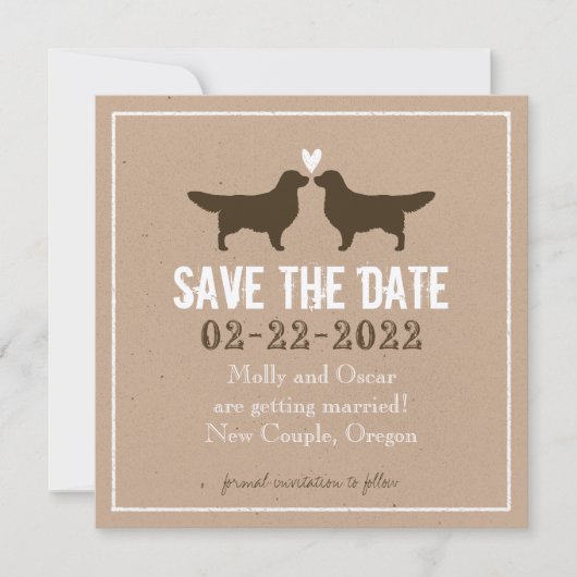 Golden Retrievers Hochzeit Sichern Sie das Datum Einladung (Vorderseite)