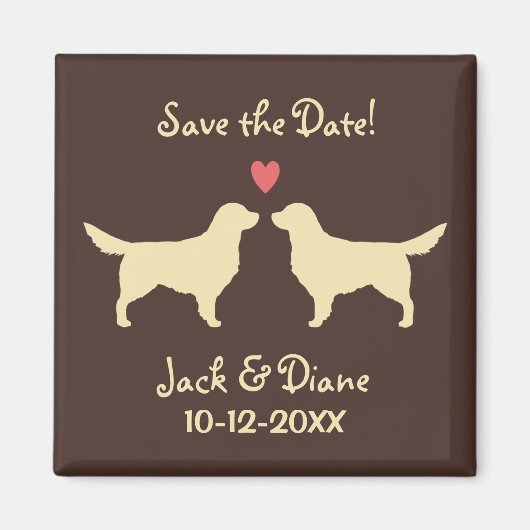 Golden Retrievers Hochzeit Sichern Sie das Datum Magnet (Vorne)