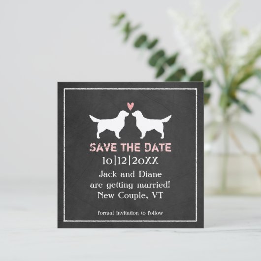 Golden Retrievers Hochzeit Sichern Sie das Datum Save The Date (Stehend Vorderseite)