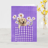 Golden Retrievers in Gingham Pocket Card Karte (Gelbe Blume)