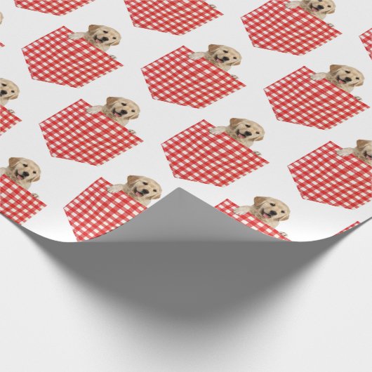 Golden Retrievers in Gingham Pocket Geschenkpapier (Ecke)