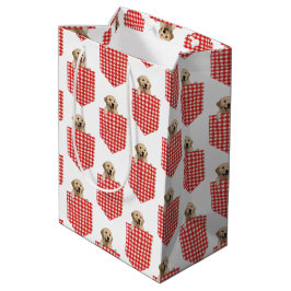 Golden Retrievers in Gingham Pocket Mittlere Geschenktüte