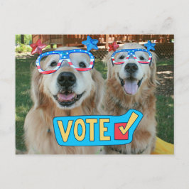 Golden Retrievers in Independence Day Glasses Abst Postkarte