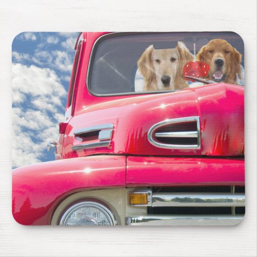 Golden Retrievers in Retro Truck Mousepad (Vorne)