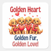 Golden Retrievers Niedlich Hunde LIEBE Quadratischer Aufkleber (Vorderseite)