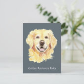 Golden Retriever's Rule Watercolor Hunde Tier Postkarte (Stehend Vorderseite)
