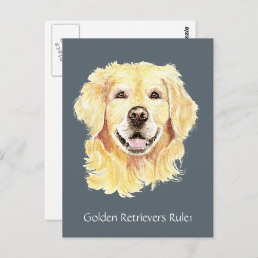 Golden Retriever's Rule Watercolor Hunde Tier Postkarte (Vorne/Hinten)