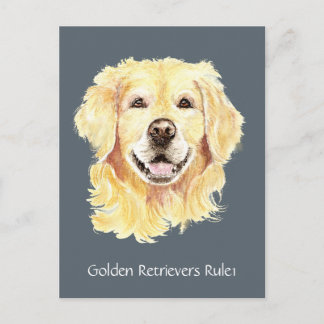 Golden Retriever's Rule Watercolor Hunde Tier Postkarte