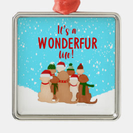 Golden Retrievers Square Ornament Aus Metall