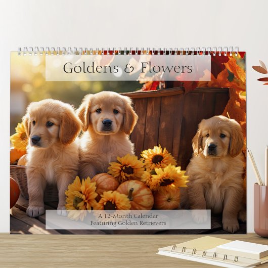 Golden Retrievers und Blume Hund Lover Kalender