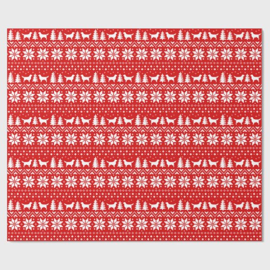 Golden Retrievers Weihnachten Sweater Muster Rot Geschenkpapier (Flach)