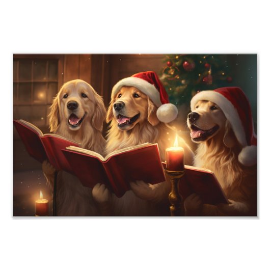 Golden Retrievers Weihnachtsfeiertag Fotodruck (Vorne)