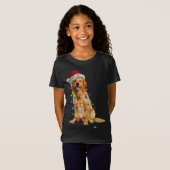 Golden Retrievers Weihnachtsleuchten Hat Santa Dog T-Shirt (Vorne ganz)