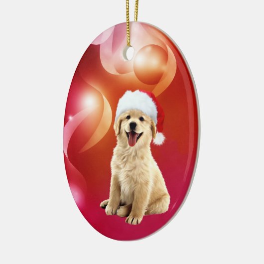 Golden retrieverwelpe Weihnachten Keramikornament (Links)