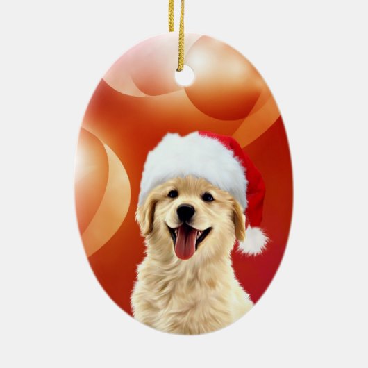 Golden retrieverwelpe Weihnachten Keramikornament (Hinten)