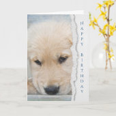 golden retrieverwelpengeburtstag karte (Gelbe Blume)