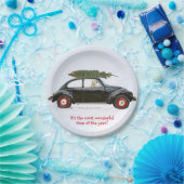 Golden Retrique Hund, der ein altes Auto mit Baum  Pappteller (Party)