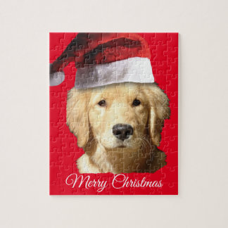 Golden Retriver mit einem Hut aus dem Weihnachtsma Puzzle