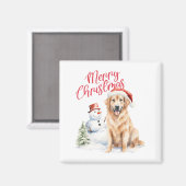 GOLDEN RETRIVER WEIHNACHTSMANNMÜTZE RED MERRY CHRI MAGNET (Vorderseite/Rückseite)