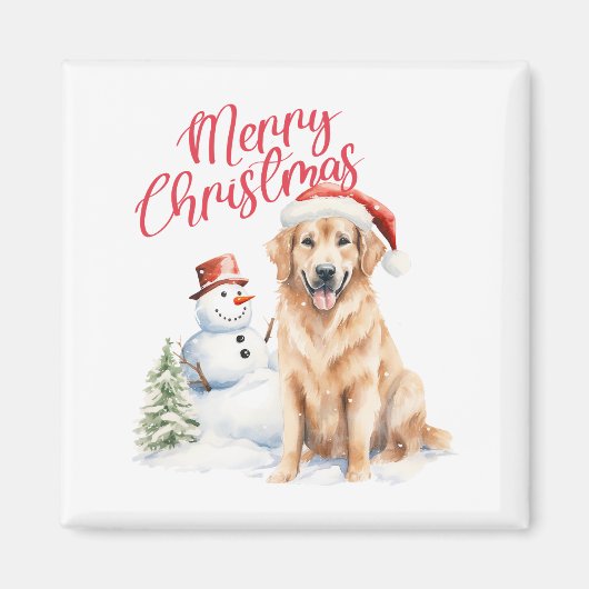GOLDEN RETRIVER WEIHNACHTSMANNMÜTZE RED MERRY CHRI MAGNET (Vorne)