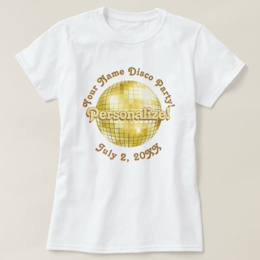 Golden Retro Disco Ball PERSONALISIERTER T - Shirt (Design vorne)