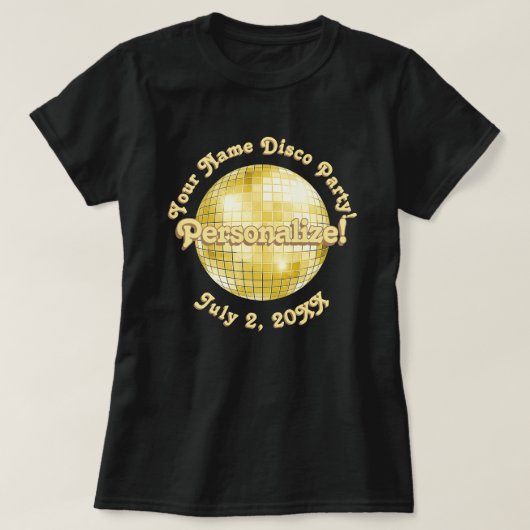 Golden Retro Disco Ball PERSONALISIERTER T - Shirt (Design vorne)