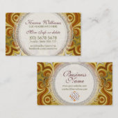 Golden Retro Groovy Wirbel mit Logo Business Card Visitenkarte (Vorne/Hinten)