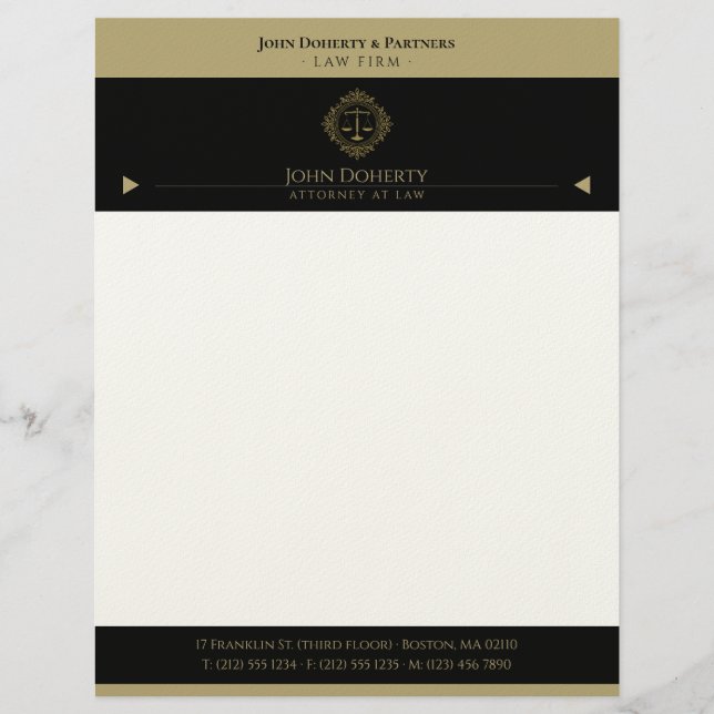 Golden Retro Scales of Justice| Beruflich Briefbogen (Vorderseite)