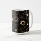 Golden Retro-stylisierte Sonnenstrahlen Kaffeetasse (VorderseiteRechts)