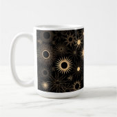 Golden Retro-stylisierte Sonnenstrahlen Kaffeetasse (Links)