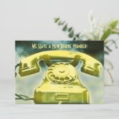 Golden Retro Telefon Neue Telefonnummer Ankündigung (Stehend Vorderseite)