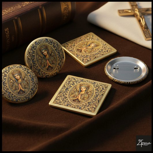 Golden Reverence Virgin Mary Button
