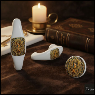 Golden Reverence Virgin Mary Keramikknauf