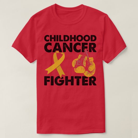 Golden Ribbon Boxhandschuhe Kinderkrebsbekämpfung T-Shirt (Design vorne)