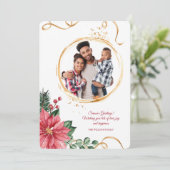 Golden Ribbon Foto Grußkarte Feiertagskarte (Stehend Vorderseite)