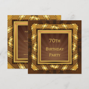 Golden Ribbon & Stars Gerahmt Mans 70. Geburtstag Einladung