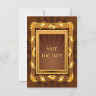 Golden Ribbon & Stars Gerahmte Mans Save The Date