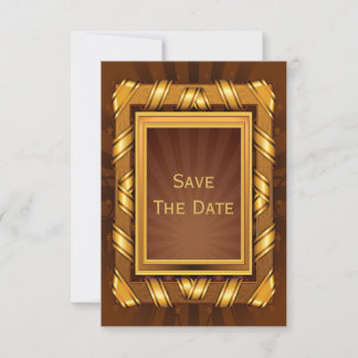 Golden Ribbon & Stars Gerahmte Mans Save The Date