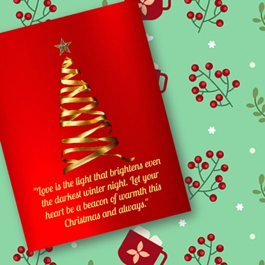 Golden Ribbon Weihnachtsbaum Postkarte