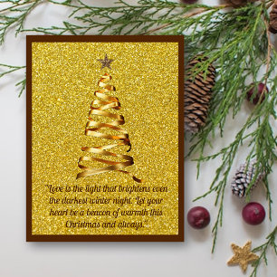 Golden Ribbon Weihnachtsbaum Postkarte