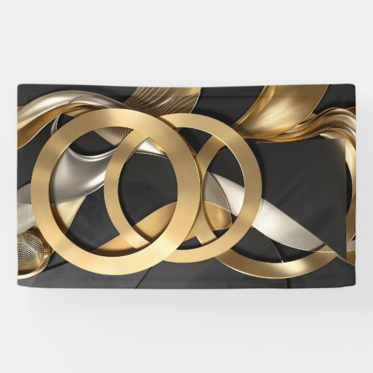 Golden Rings Abstrakt Art - Modernes Luxus Design Banner (Horizontal)