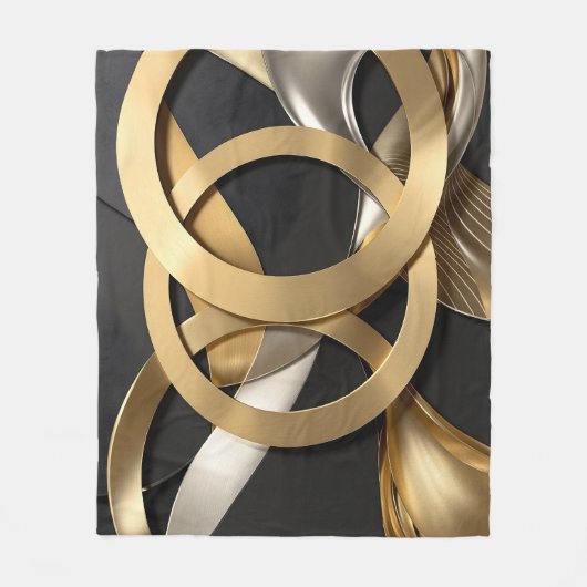 Golden Rings Abstrakt Art - Modernes Luxus Design Fleecedecke (Vorderseite)