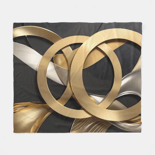 Golden Rings Abstrakt Art - Modernes Luxus Design Fleecedecke (Vorderseite (Horizontal))