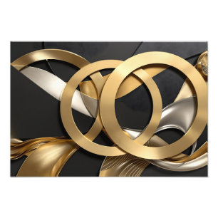 Golden Rings Abstrakt Art - Modernes Luxus Design Fotodruck