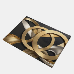 Golden Rings Abstrakt Art - Modernes Luxus Design Fußmatte